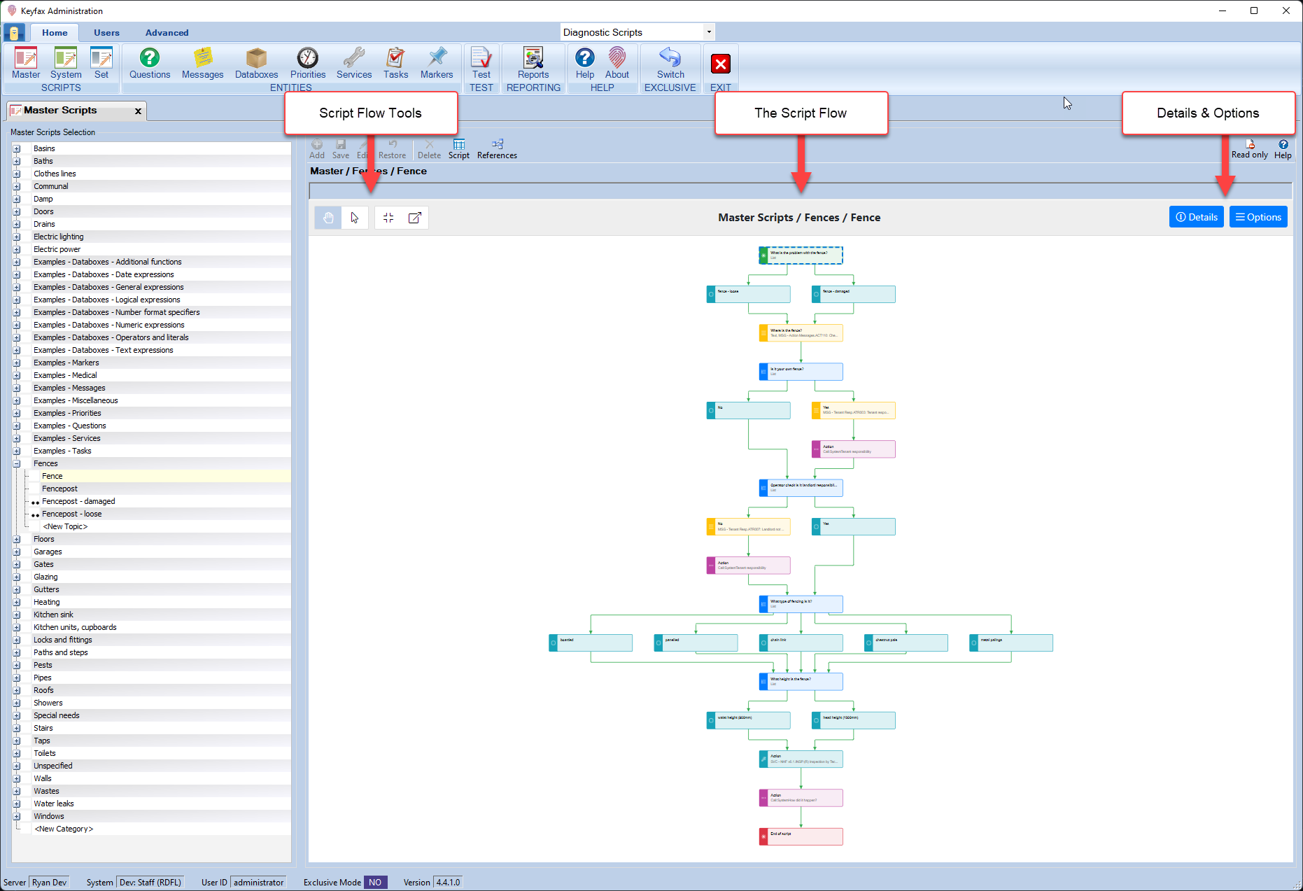 Diagnostic Script Flow start window