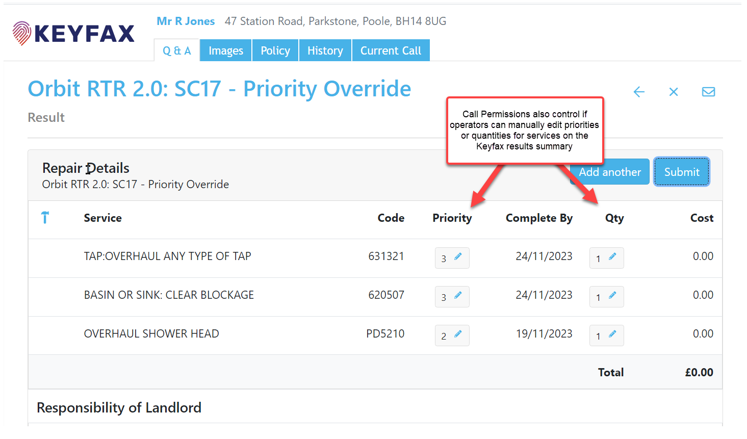 Adjust priority and quantity from Keyfax Repairs Diagnostics