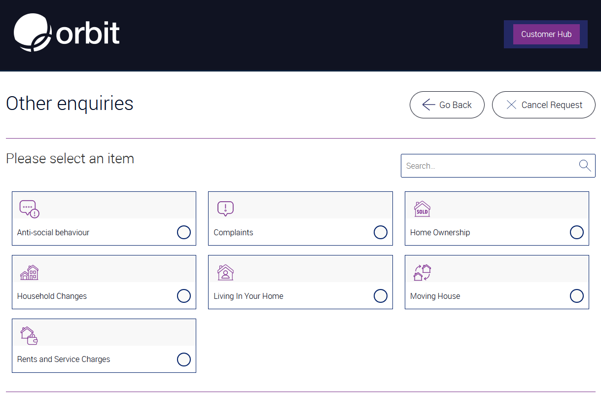 Orbit Enquiries Self Service